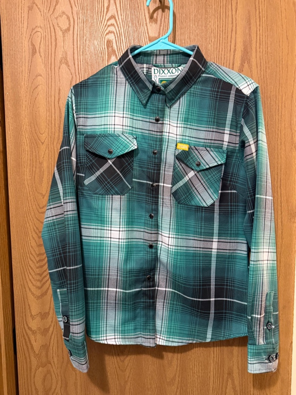 DIXXON “The Reilly” Women’s Teal and Black Plaid Button-Down Shirt